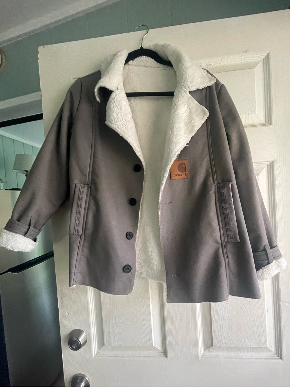 Carhartt Gray Jacket with White Sherpa Lining
